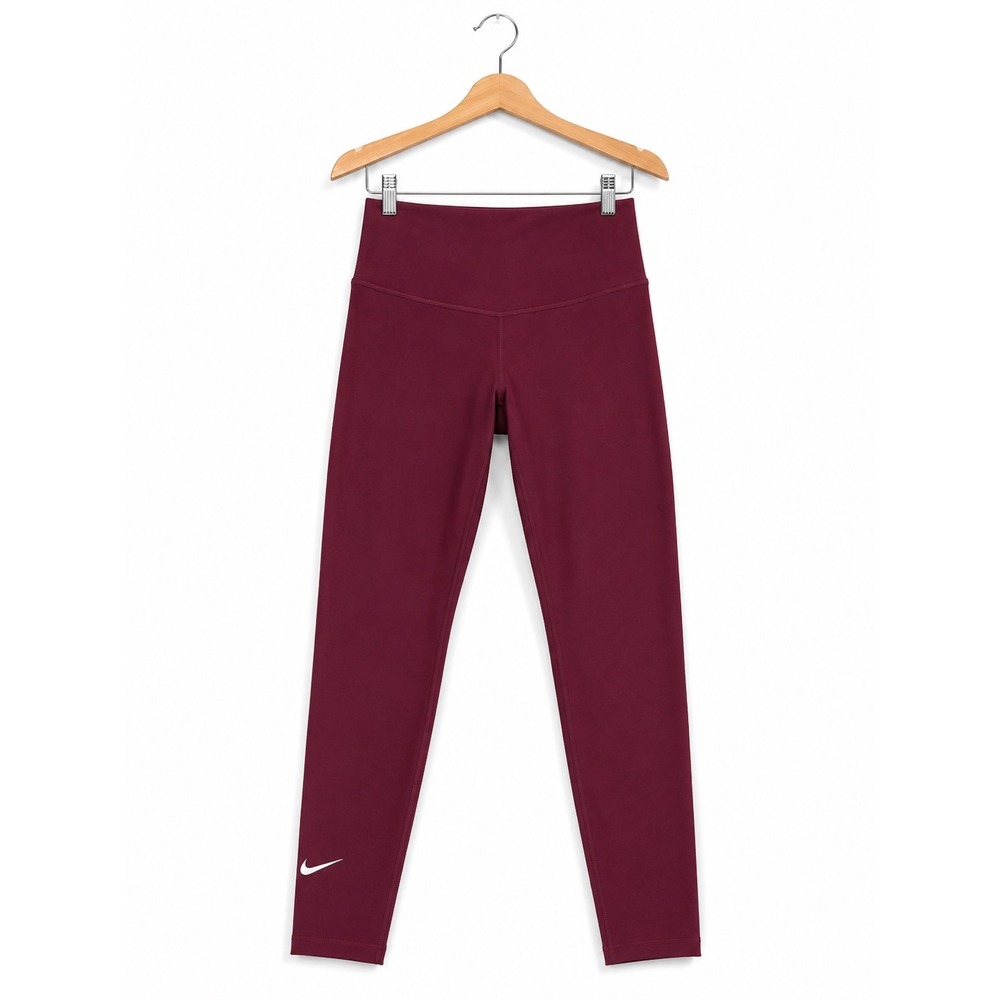 Nike Dri-FIT High Waisted Leggings Burgundy Maroon Side Pockets Womens Small
